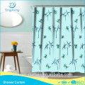Polyester Fabric Bamboo Shower Curtain In Bathroom